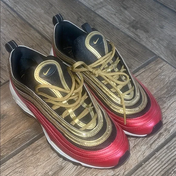 Nike  Air Max 97 Red and Gold Sneakers woman 8.5 - Picture 3 of 7